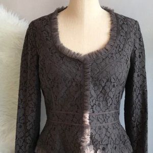 Tahari Brown Lace Jacket + Skirt  SIZE 8